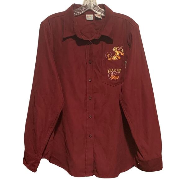 Women's DISNEY Tigger Shirt XL Button Down Show Off Pooh Character Embroidered - Picture 1 of 10